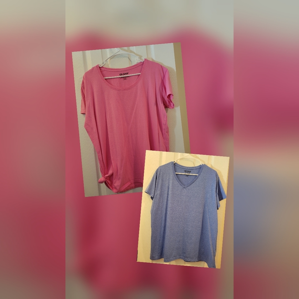 Gildan Pink and Blue Short Sleeve Tees